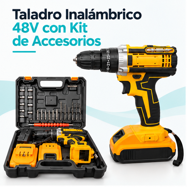 Taladro Inalámbrico 48V con Kit de Accesorios