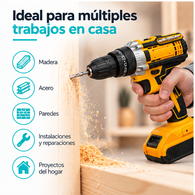 Taladro Inalámbrico 48V con Kit de Accesorios