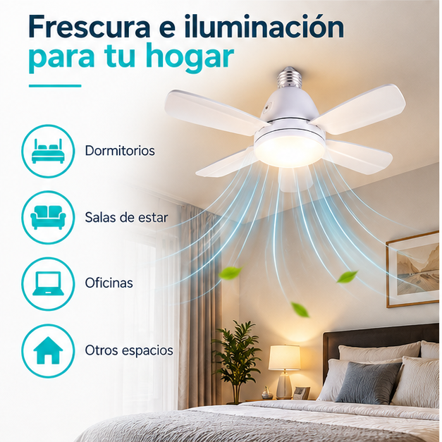Ventilador de Techo LED con 5 Aspas Plegables