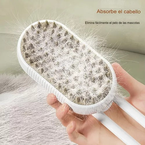 Cepillo a vapor para mascotas con sistema de pulverización