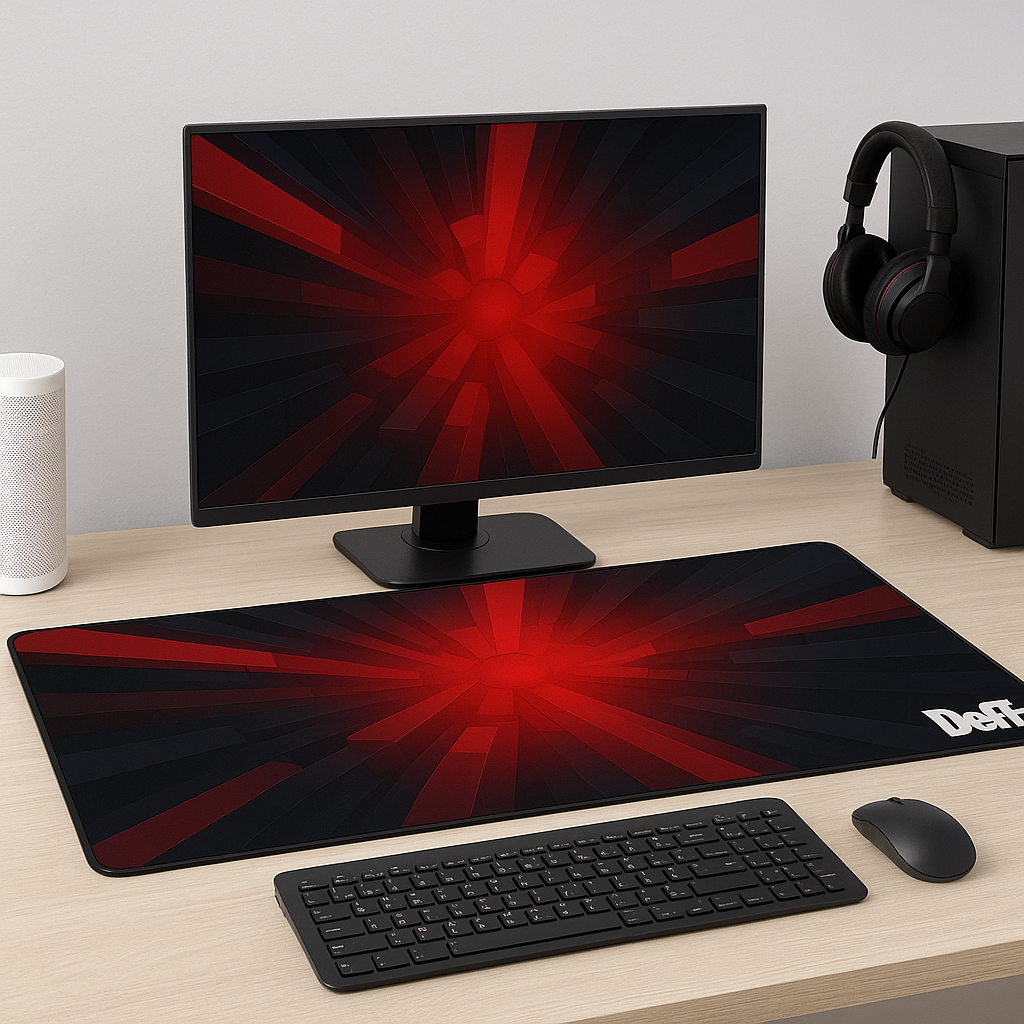 Mousepad gamer XL con diseño de mapa mundial en escritorio