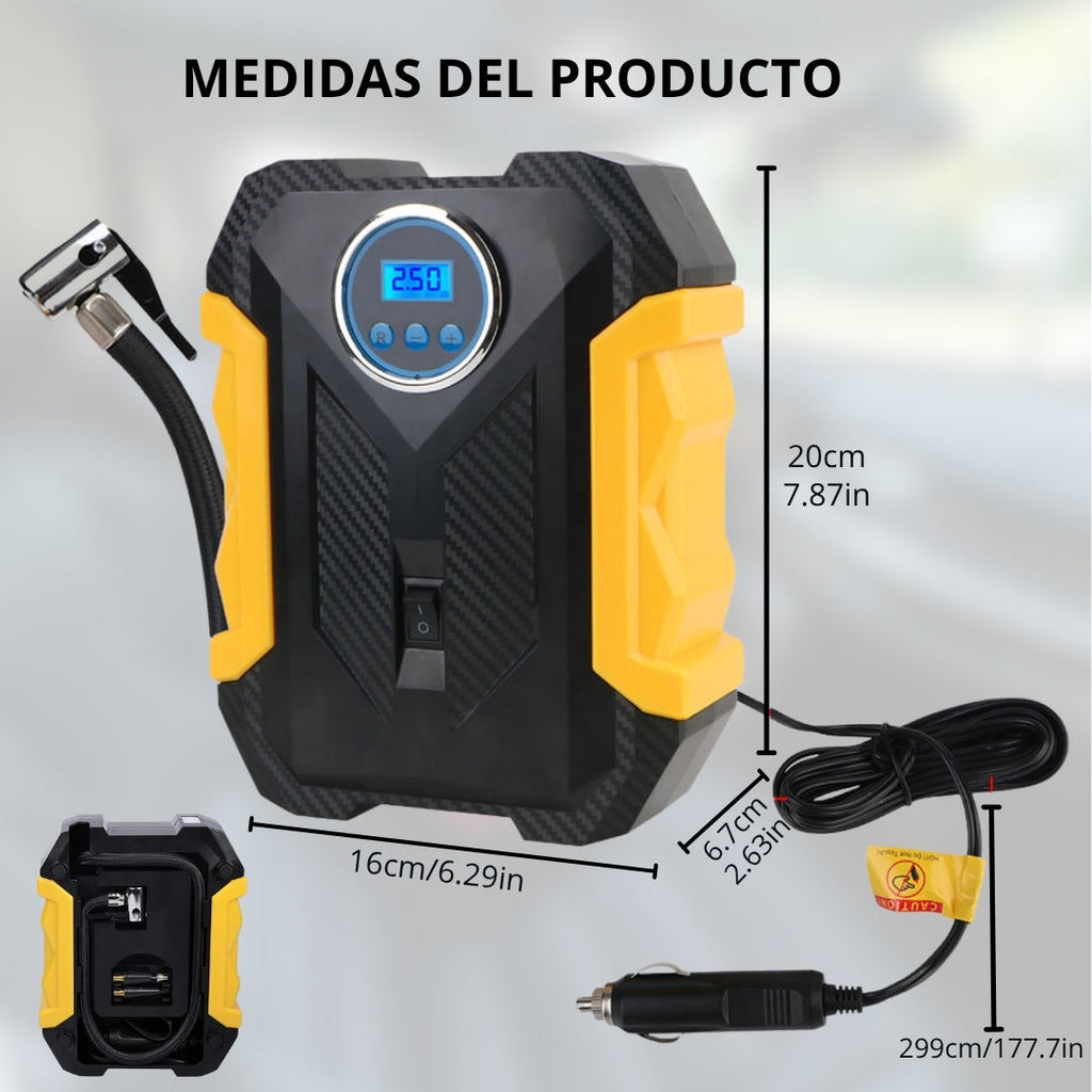 Compresor de aire conectado al encendedor del auto