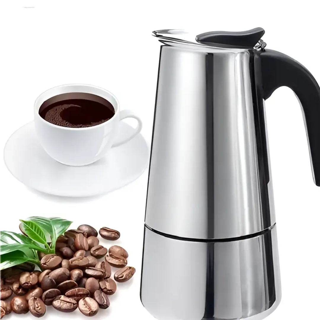 Cafetera moka mostrando el sistema de preparación