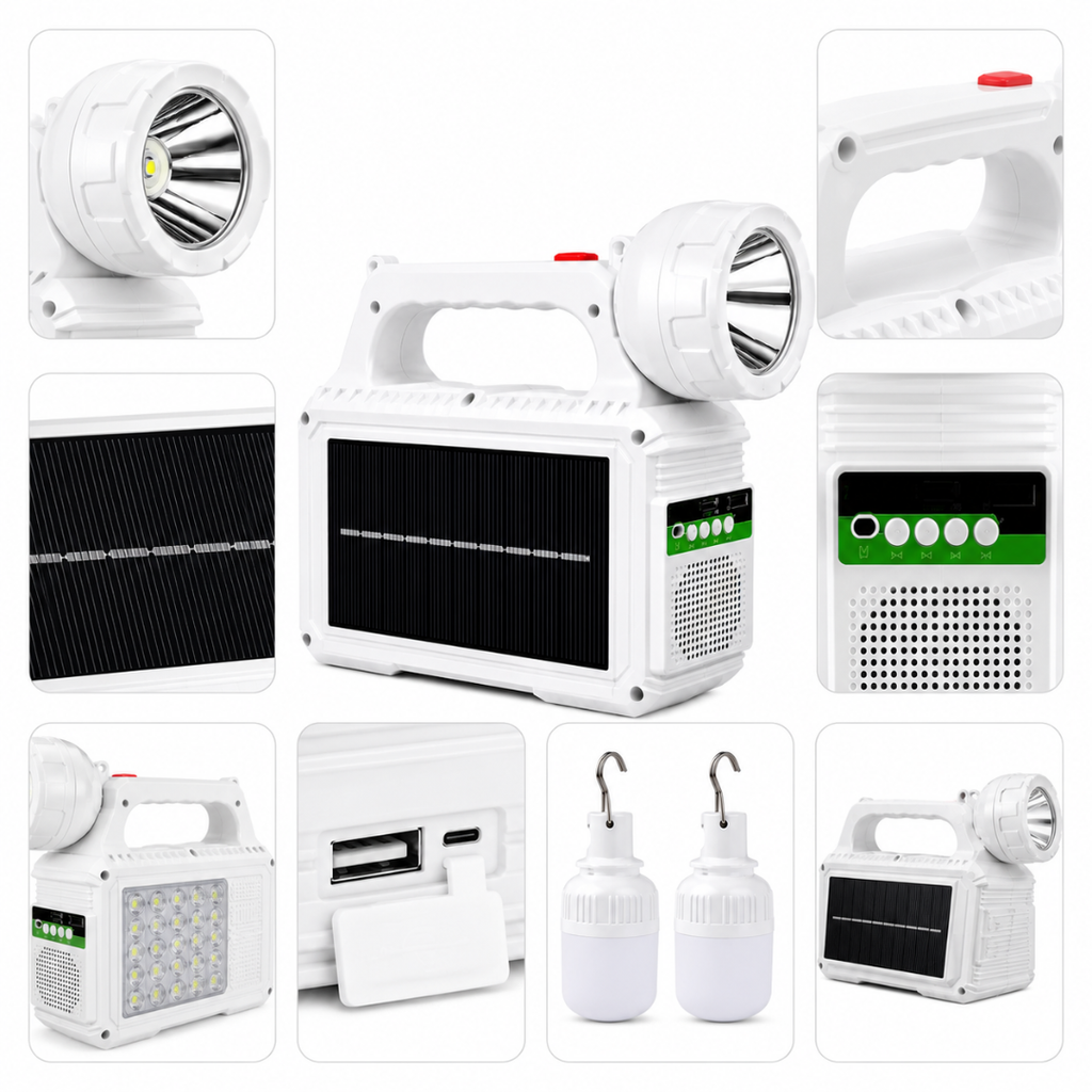 Linterna solar usada como power bank para celular