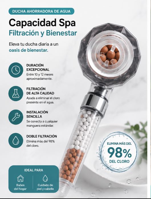 Ducha Ahorradora de Agua Capacidad Spa