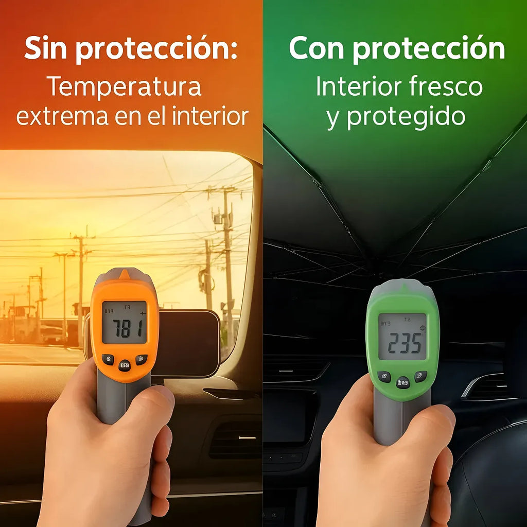 Tapasol instalado en el parabrisas del vehículo