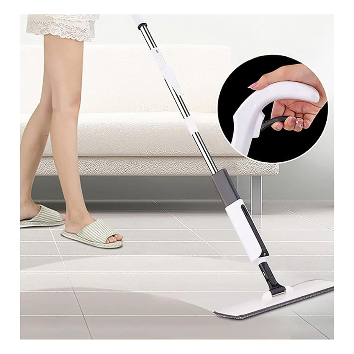 Trapeador con almohadillas de microfibra reutilizables