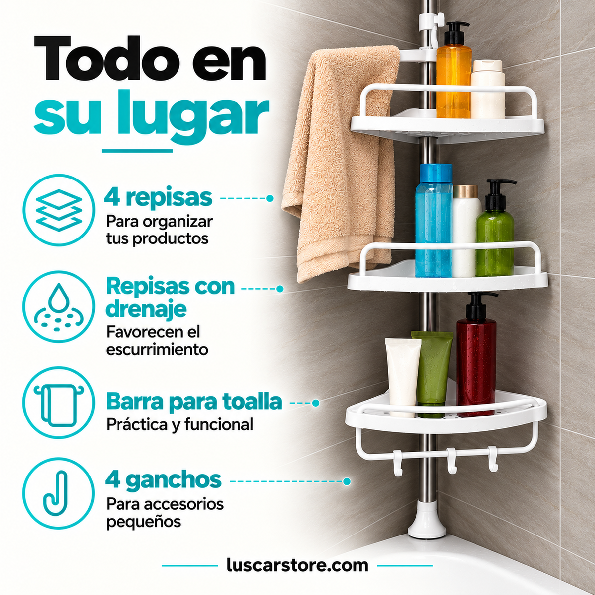 Organizador Esquinero de Ducha Ajustable