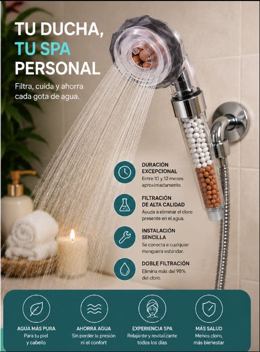 Ducha Ahorradora de Agua Capacidad Spa