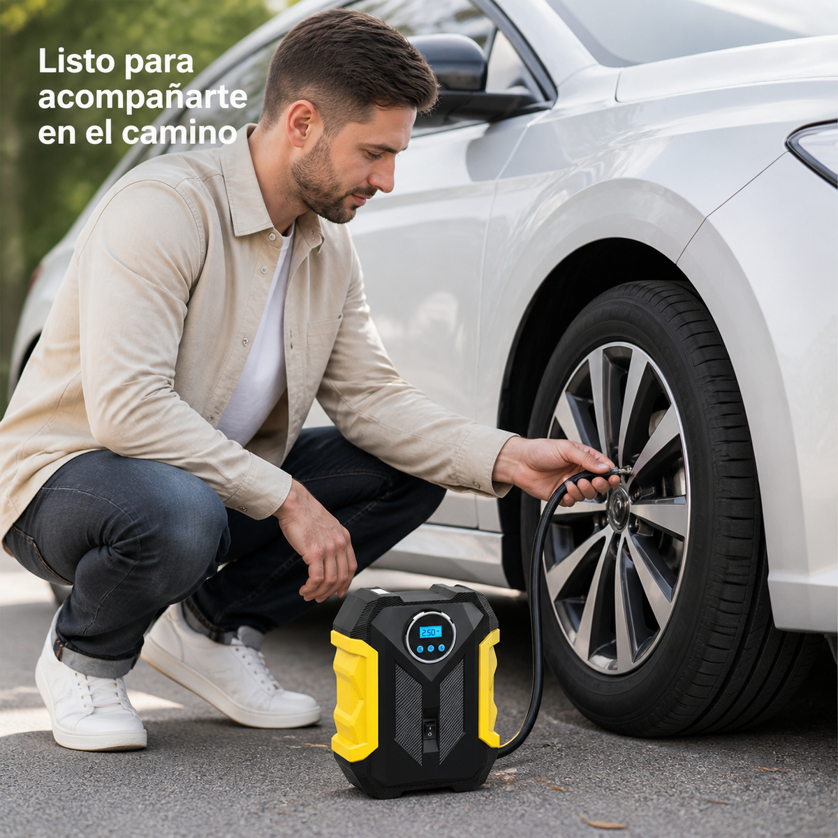Compresor de Aire Digital Portátil para Auto — uso