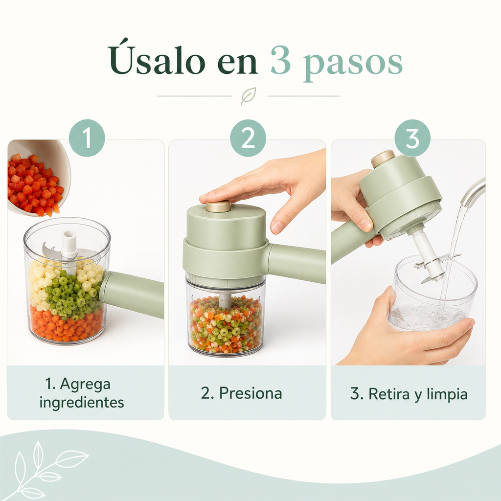 Cortador de verduras inalámbrico - guía
