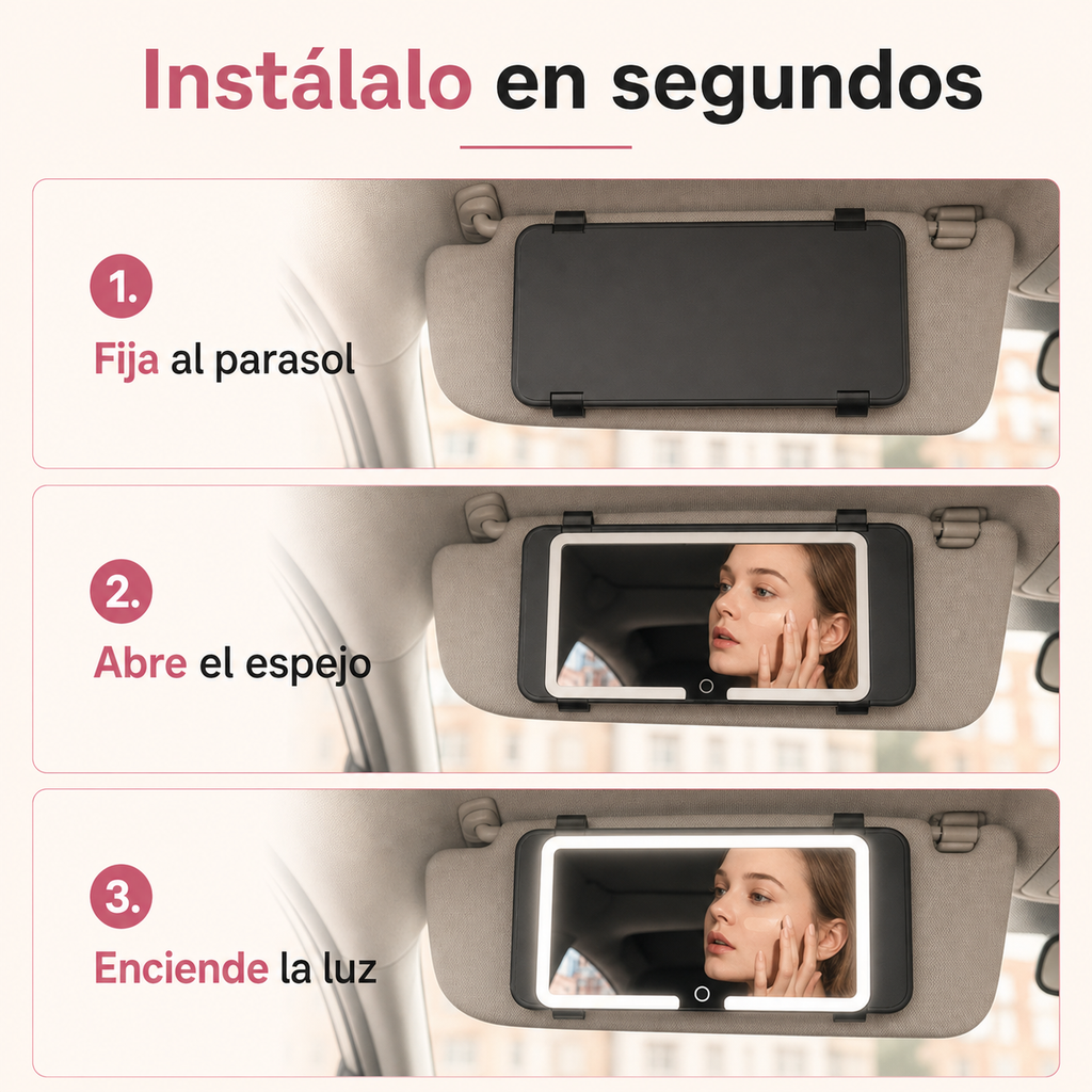 Guía de instalación del espejo LED para parasol
