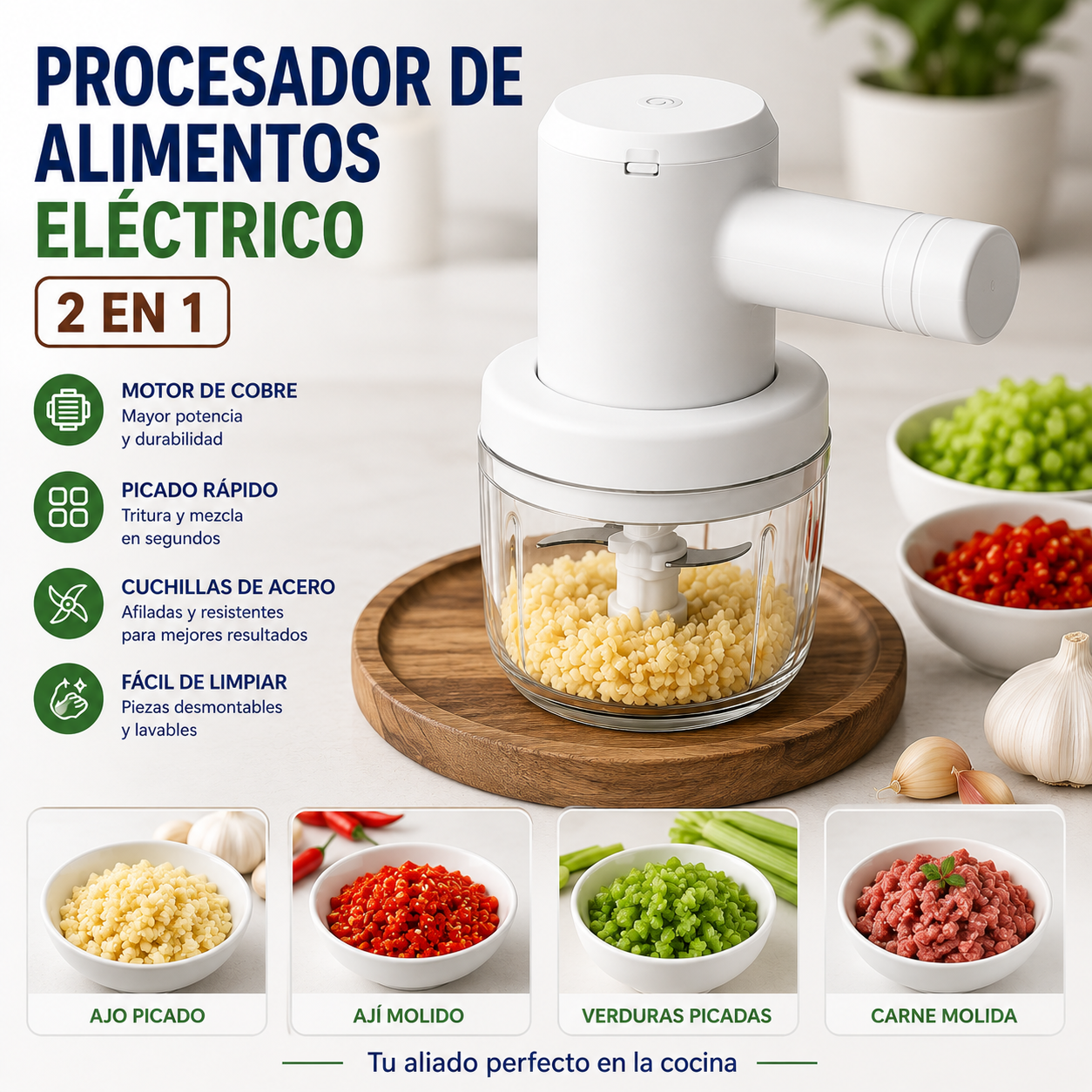 Batidora Eléctrica Inalámbrica 2 en 1