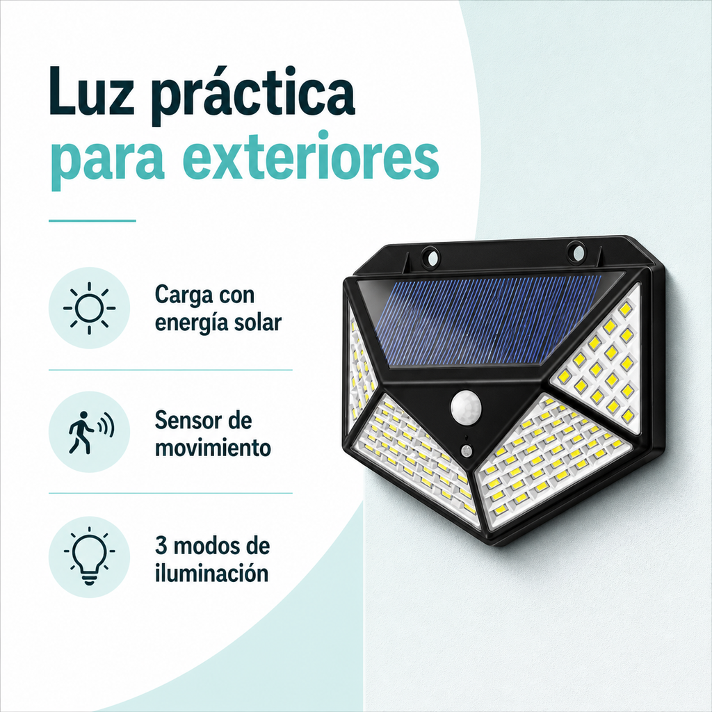 Foco solar 100 LED - beneficios
