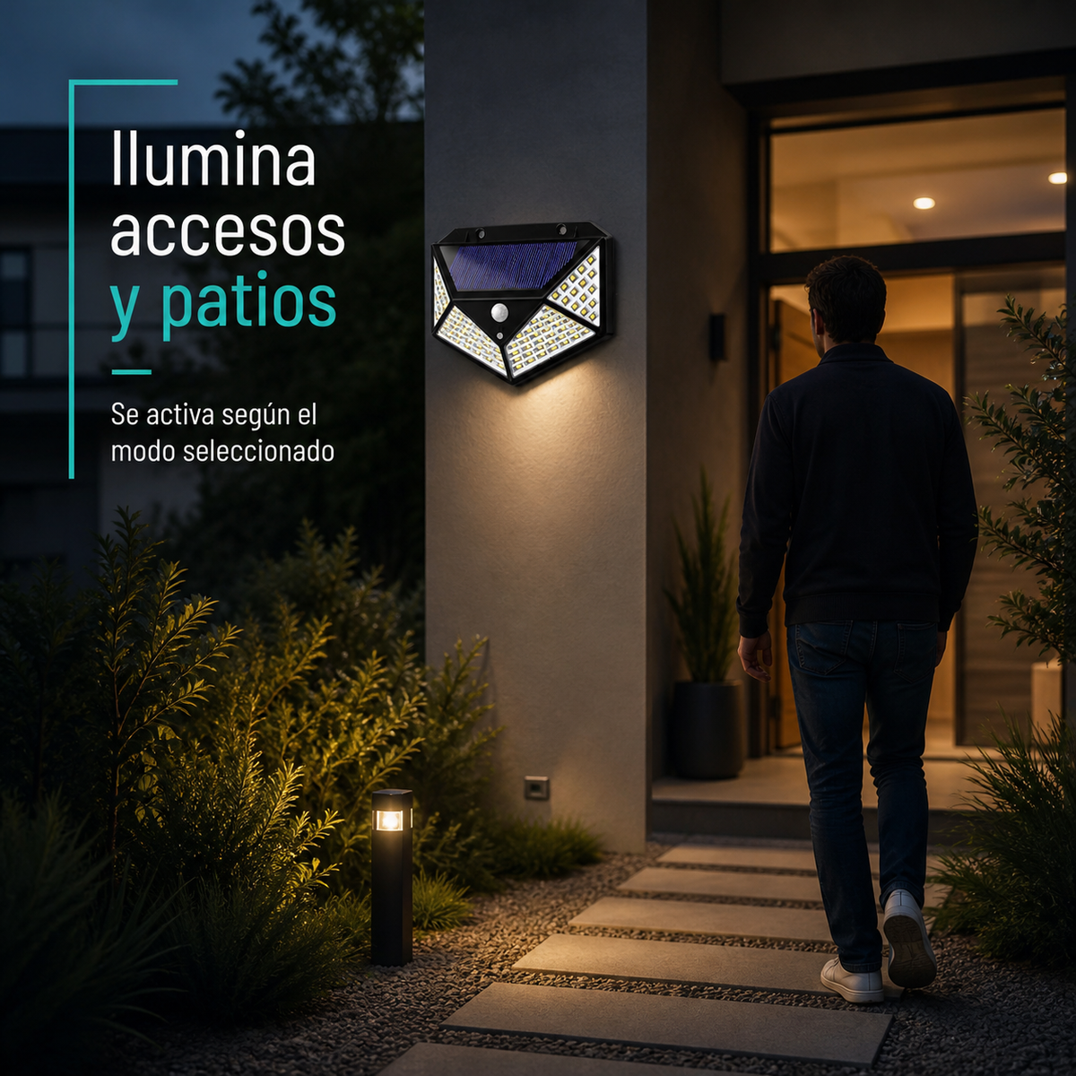 Foco solar 100 LED - uso