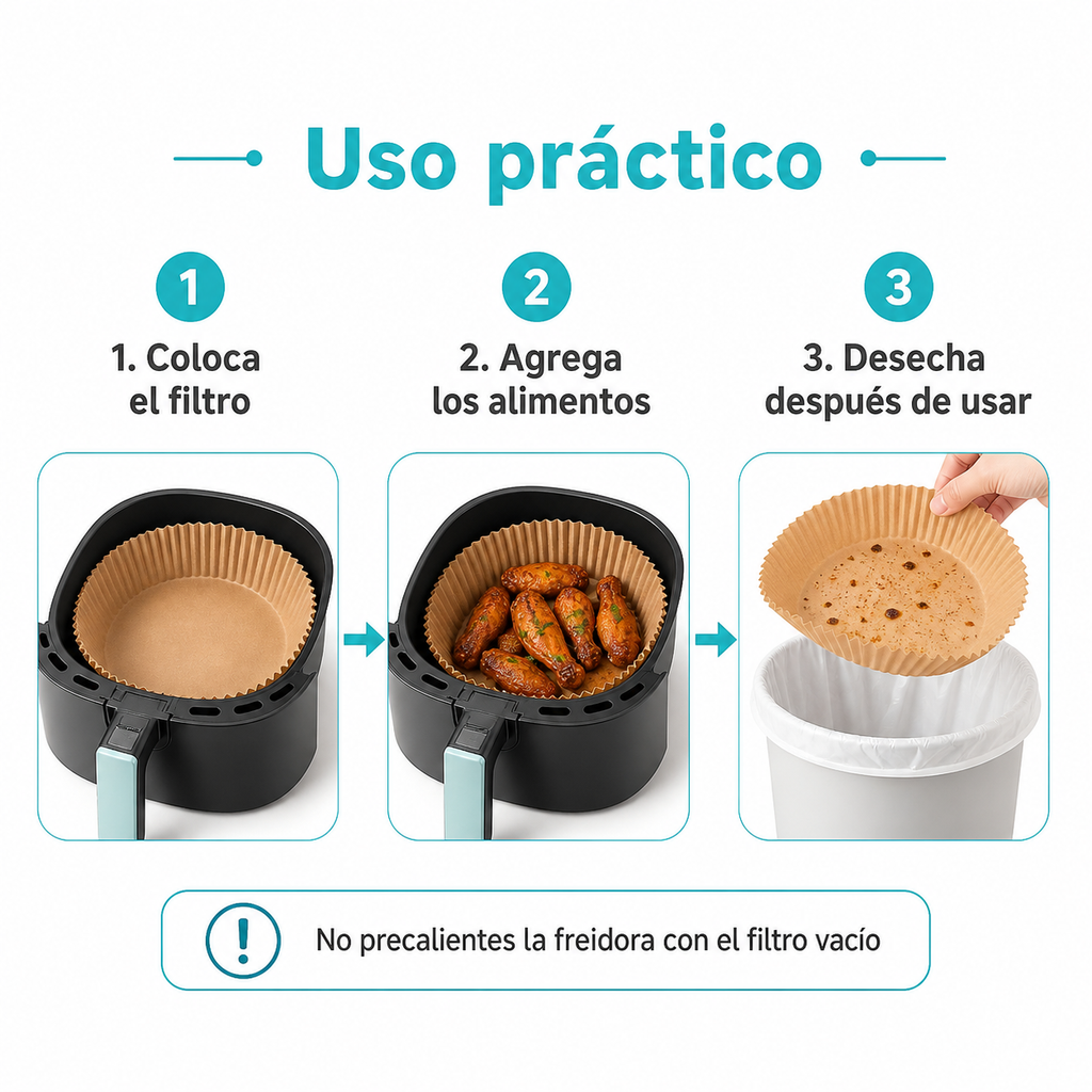 Alfombrillas para Freidora de Aire, 100 Unidades, 20 cm — guia