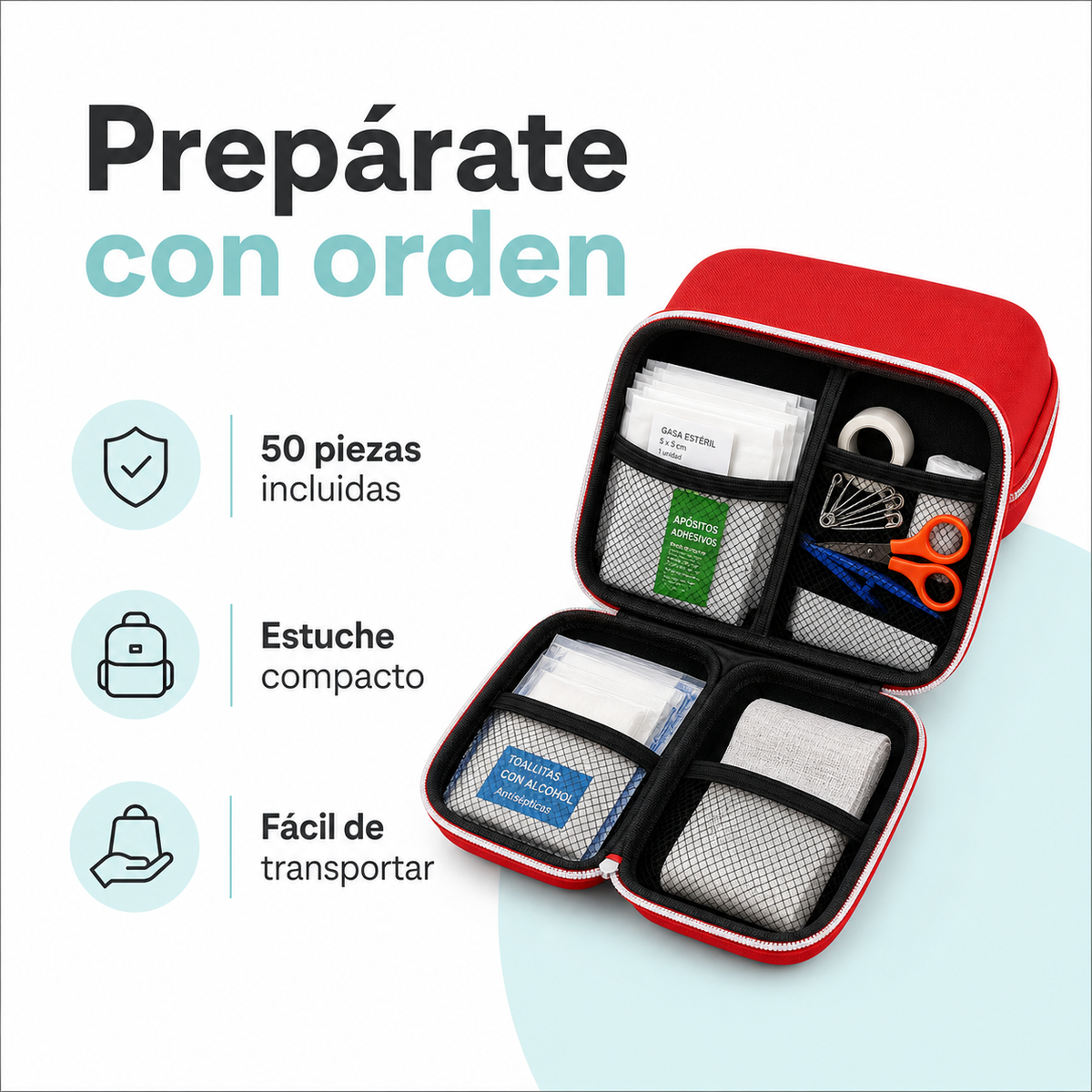Kit de emergencia 50 piezas - beneficios