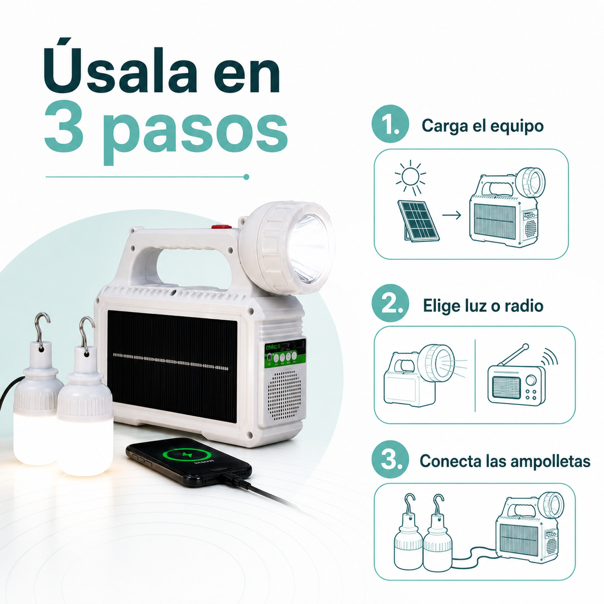 Linterna Solar con Radio - Guía