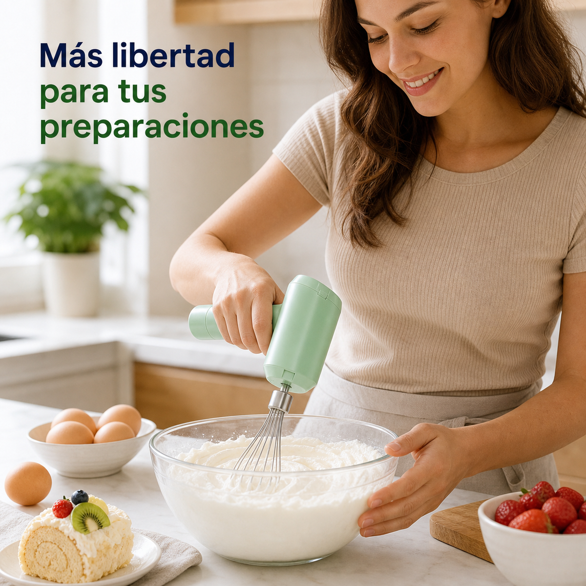 Batidora inalámbrica utilizada en la cocina