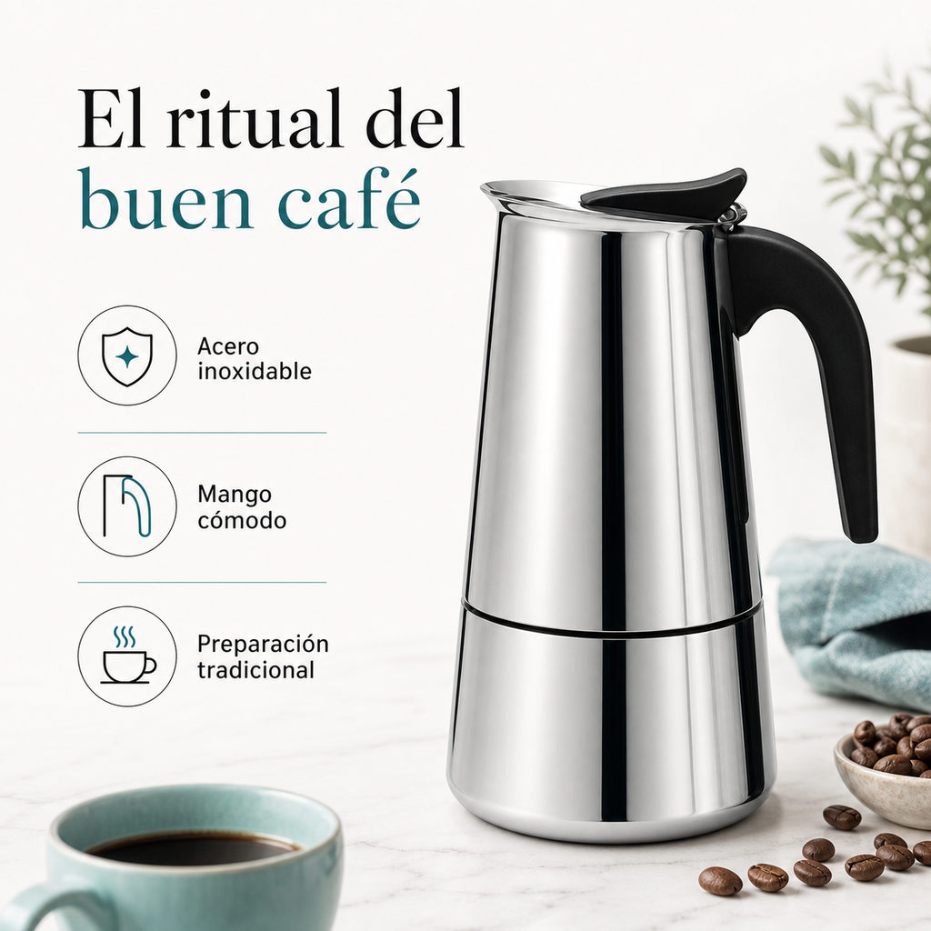 Cafetera Italiana Moka de Acero Inoxidable - beneficios
