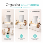 Caja Organizadora de Cosméticos con Espejo Giratorio 360° - guia