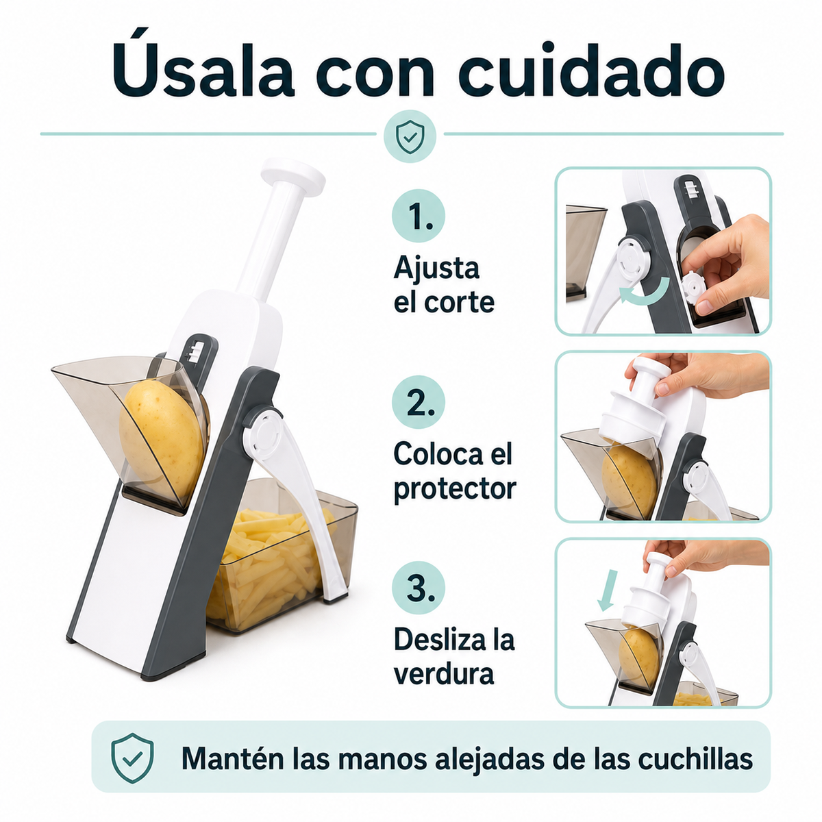 Mandolina Multifuncional - Guía de uso seguro