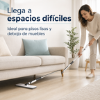 Mopa plana limpiando debajo de un sofá
