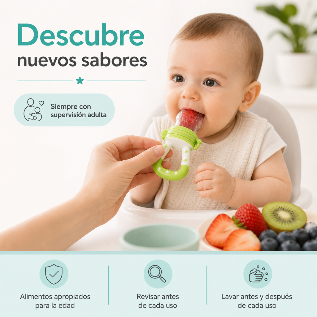Chupete mordedor para frutas - uso