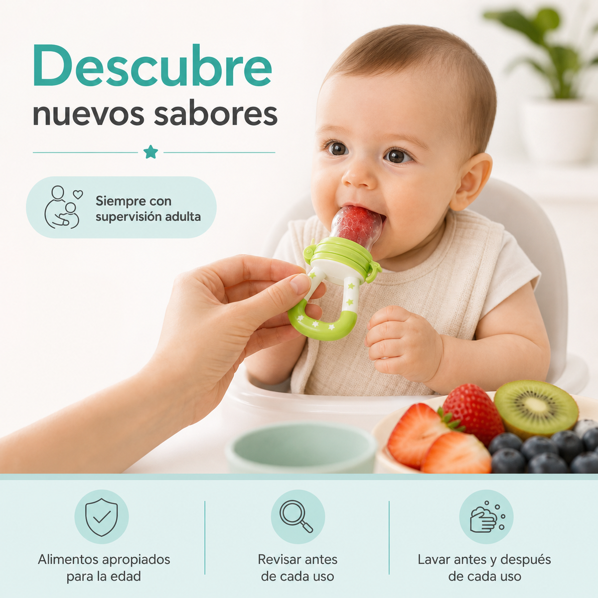 Chupete mordedor para frutas - uso